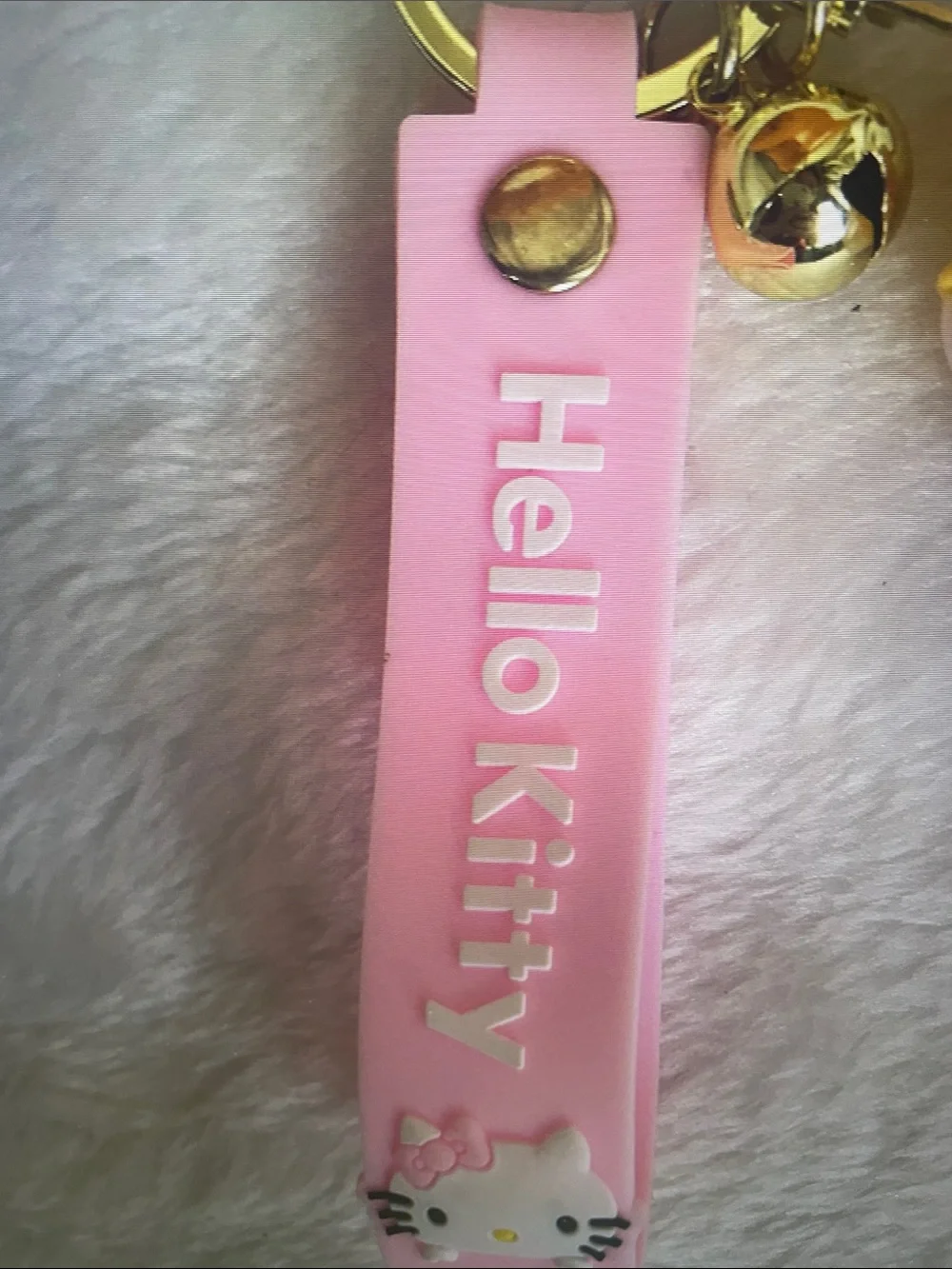 Hello Kitty Pink & Yellow Silicone Keyring with Strap